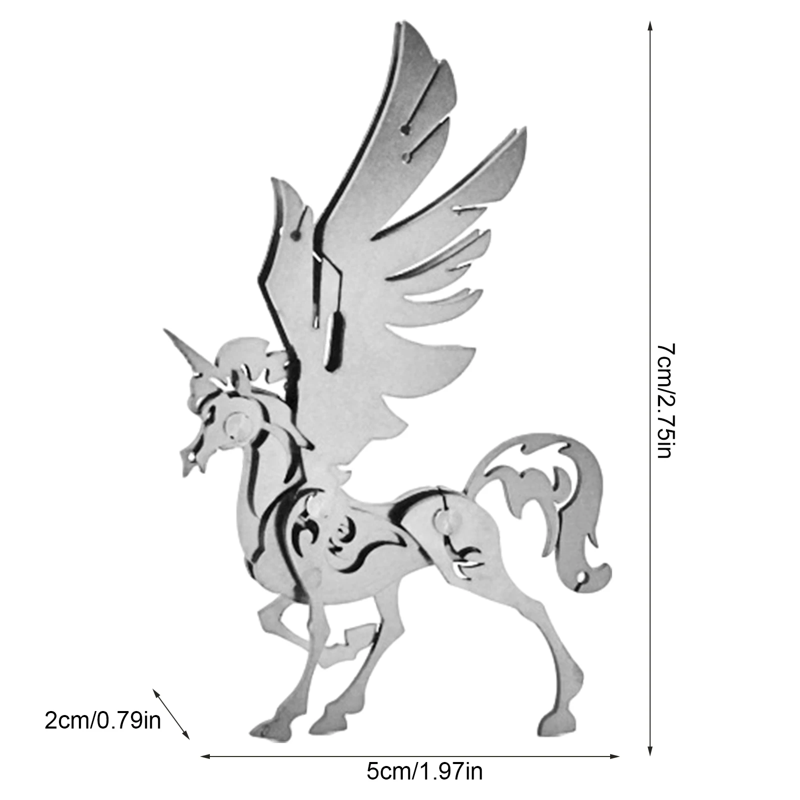 

DIY Assembled Model Kit 3D Unicorn With Wings Stainless Steel Assembled Detachable Model Puzzle Ornaments -Holy Angel Unicorn