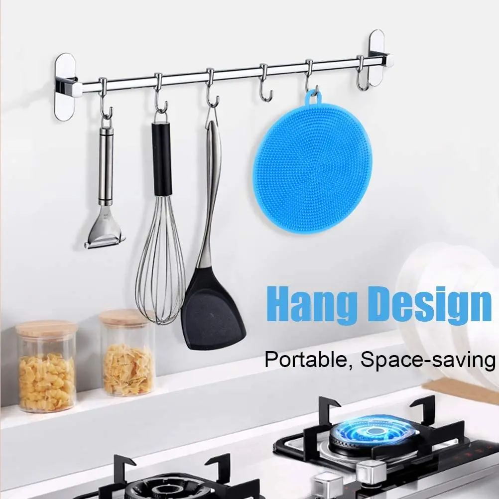 

6Pcs Dishwashing Sponge Silicone Cleaning Brush Multi-Functional Fruit Vegetable Scouring Pad Dish Bowl Pot Cleaner Washing Tool