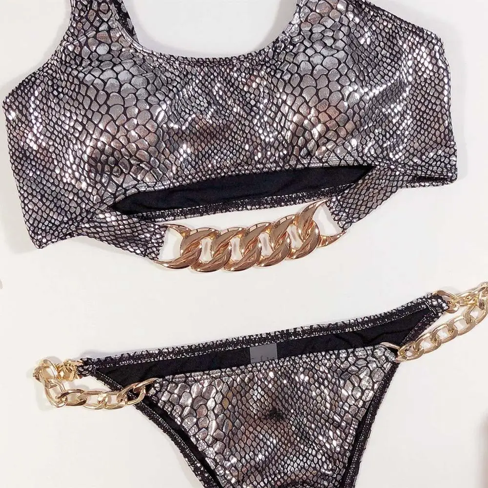Модные сексуальные купальники из двух частей женские с леопардовым принтом