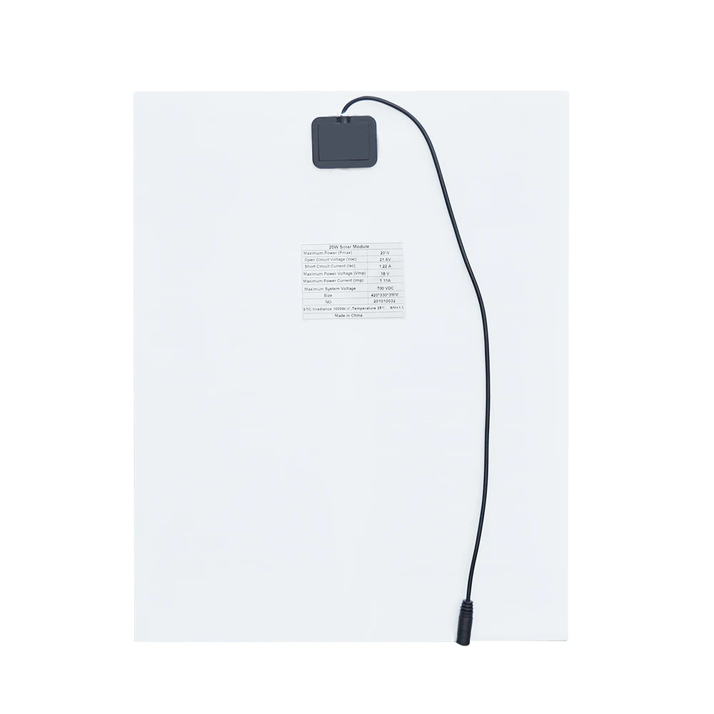 Murah Bomuang Panel Surya Fleksibel 20W 18V Panel Modul Sel Surya DC Untuk Lampu Kapal Pesiar Mobil RV 12V Baterai Perahu 5V Pengisi Daya Luar Ruangan