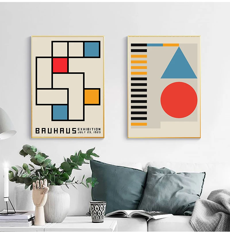 Скандинавский ретро постер с геометрическим узором абстрактная линия Картина на