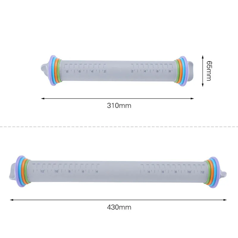 

Multifunctional Fondant Cake Pastry Thickness Adjustable Rolling Pins Easy Clean Silicone Rolling Pin Decorating Bakeware Tools