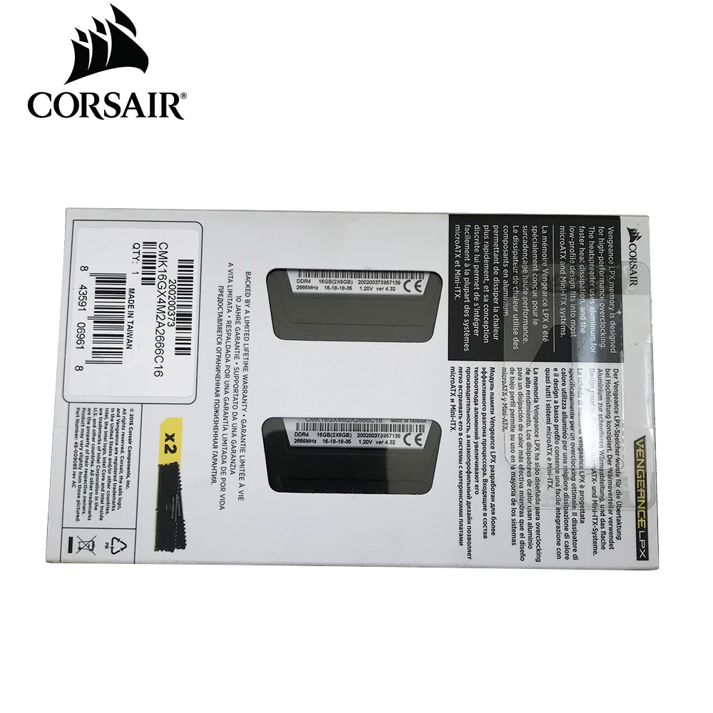CORSAIR VENGEANCE®Комплект памяти 16 Гб (2x8 ГБ) LPX C16 DDR4 DRAM 2400 МГц 2666 3000 3200 3600 RAMS