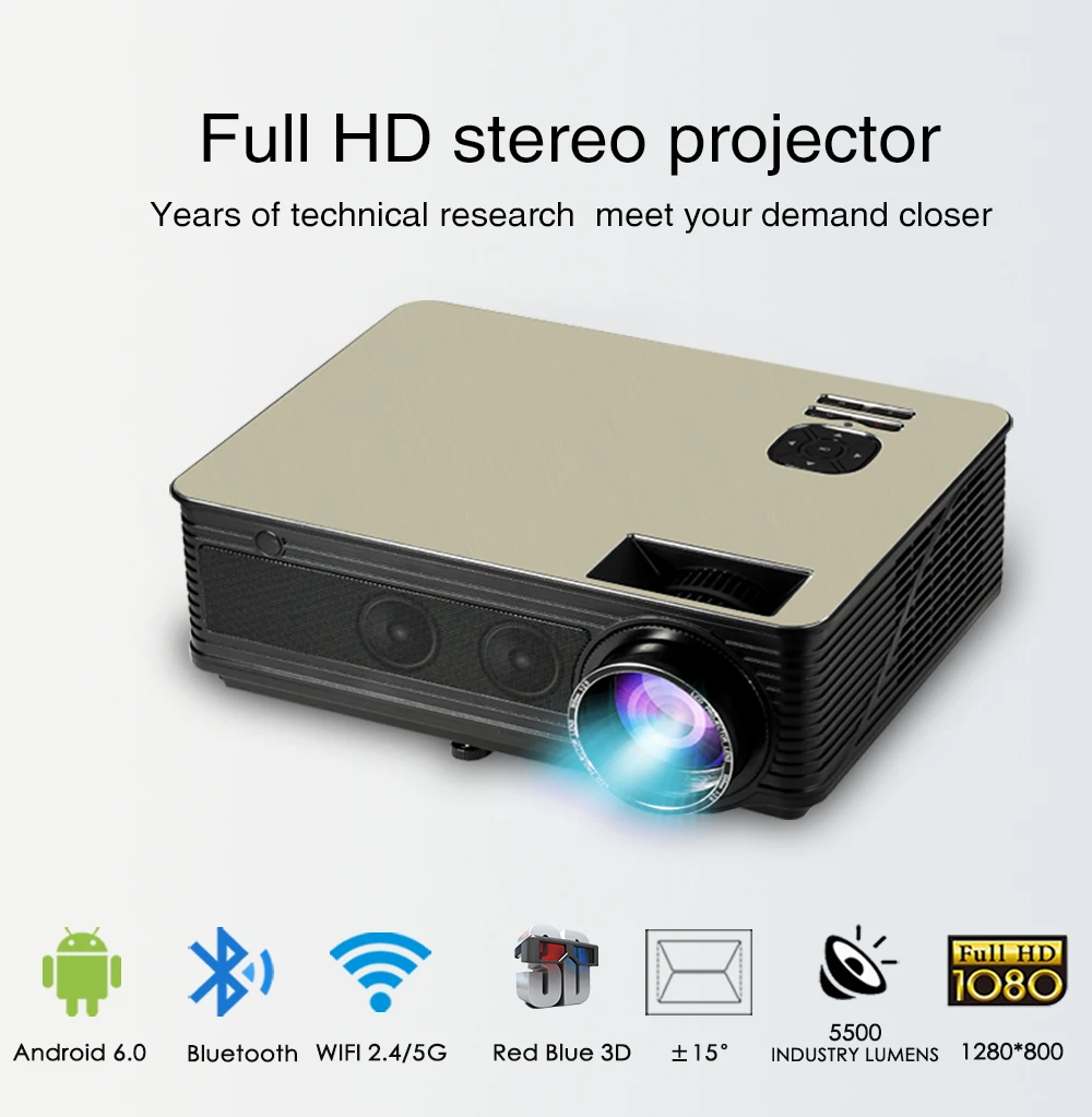Poner saund M5 проектор с wi-fi Android 6,0 беспроводной многоэкранный интерактивный 10 м HDMI настенный кронштейн экран занавес M5W Vs led96