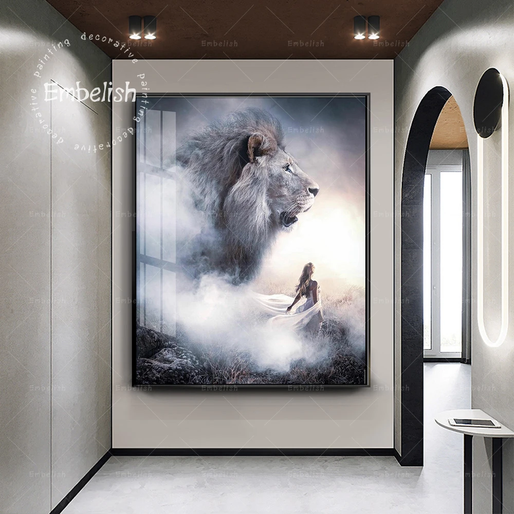

Embelish 1 Pieces Wild Animal Lion Wall Art Pictures For Living Room Modern Home Decor Posters HD Print On Canvas Oil Paintings