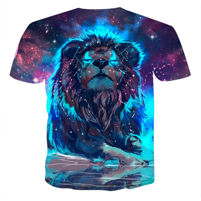 Брендовая 3D футболка рубашка со львом в виде животных Camiseta Мужская Забавные