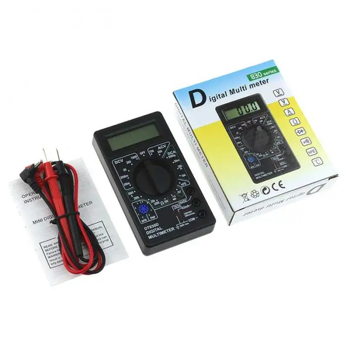 DT830D ЖК-цифровой мультиметр 1999 отсчетов AC/DC Вольтметр Амперметр Ом зуммер тестер метр 750/1000 в цифровой мультиметр инструмент HR