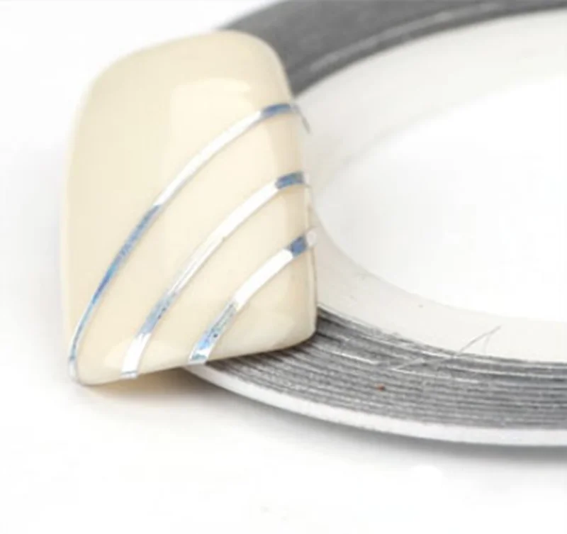 Silver Горячая Распродажа, цветные полоски для ногтей, лента для 3D украшения ногтей, наклейки для ногтей, маникюрный набор - Цвет: Silver