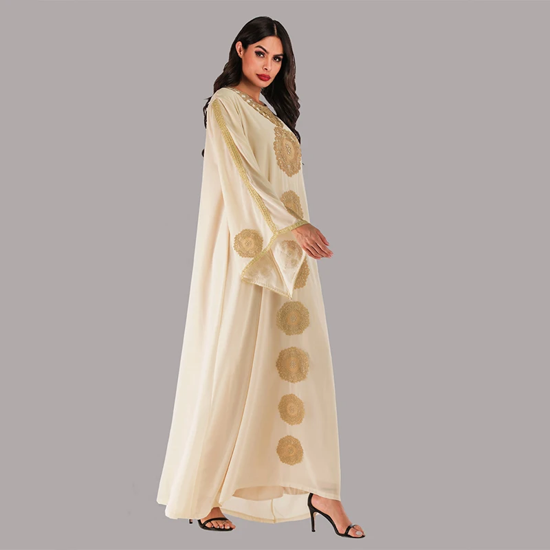 Мусульманское Макси платье абайя кафтан Марокканское Катарское Оман с вышивкой