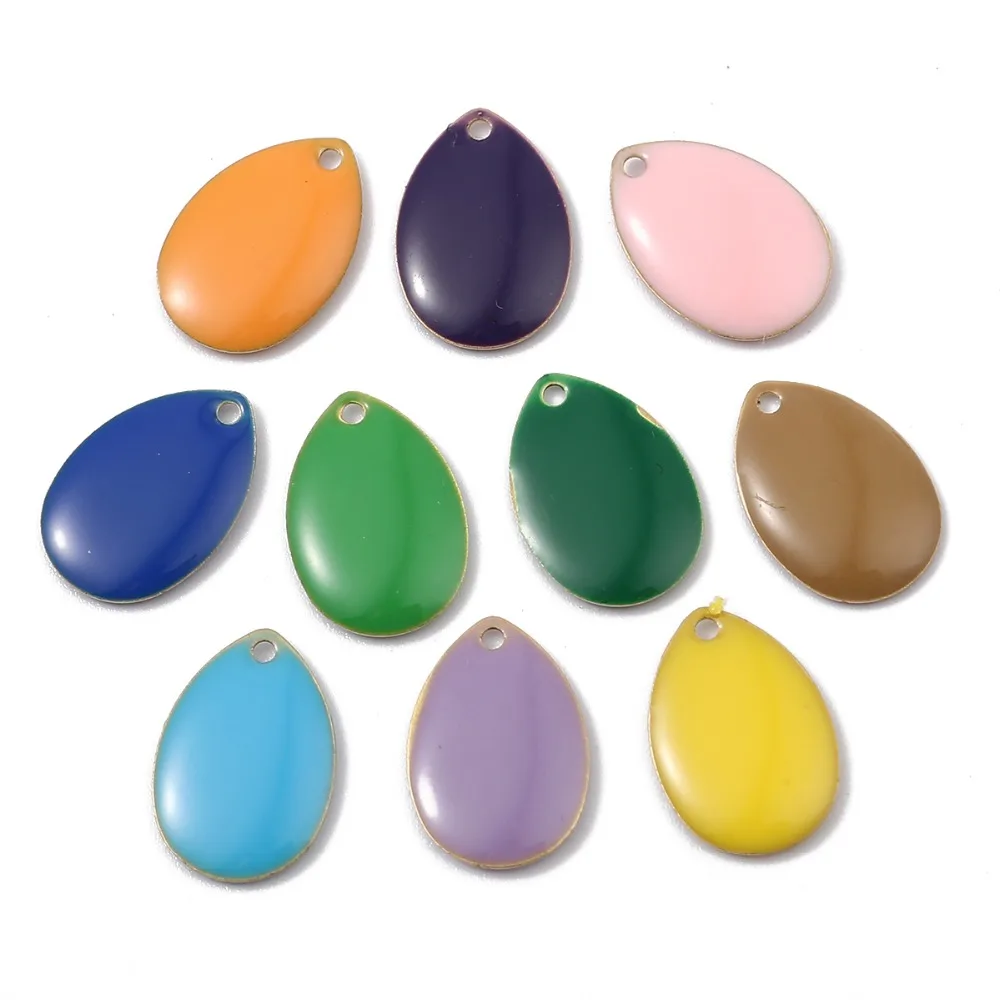 

DoreenBeads Новая Модная медная эмалированная Подвеска со стразами в форме капли из латуни красочные ювелирные изделия своими руками 14 мм x 10 мм, ...