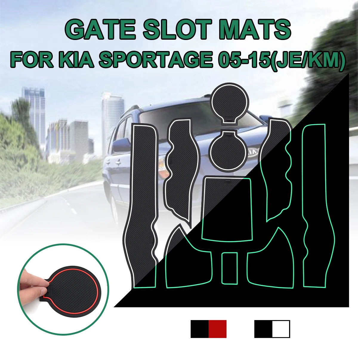 

Car Stickers Anti-Slip Gate Slot Mat Rubber Coaster Accessories for KIA Sorento 2015 2016 2017 2018 2019