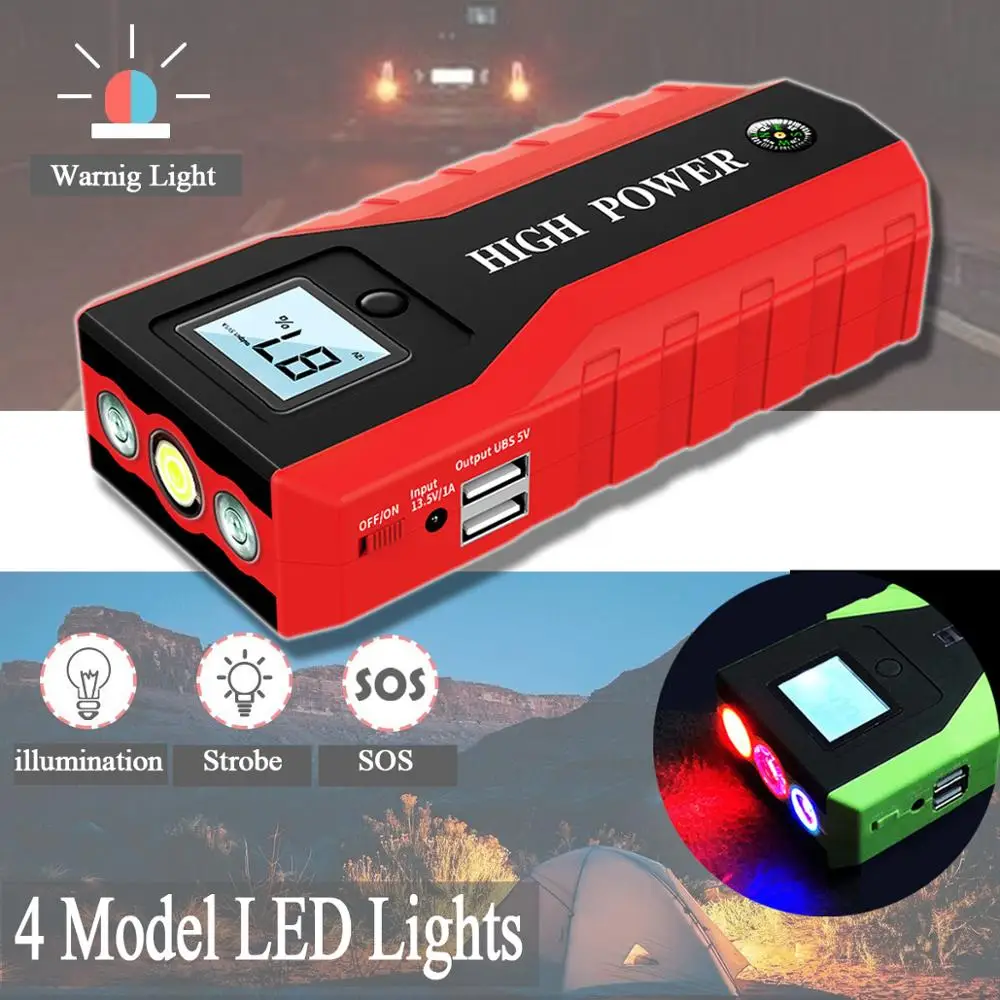 

GKFLY Red Car Jump Starter Multifunction Charger Battery Emergency Portable Power Bank Pack Booster Buster 12V Starting Device