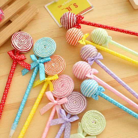

6 шт./лот популярная новинка серия Lollipop Шариковая ручка красочные Мультяшные шариковые ручки Canetas Escolar школьные принадлежности канцелярские...