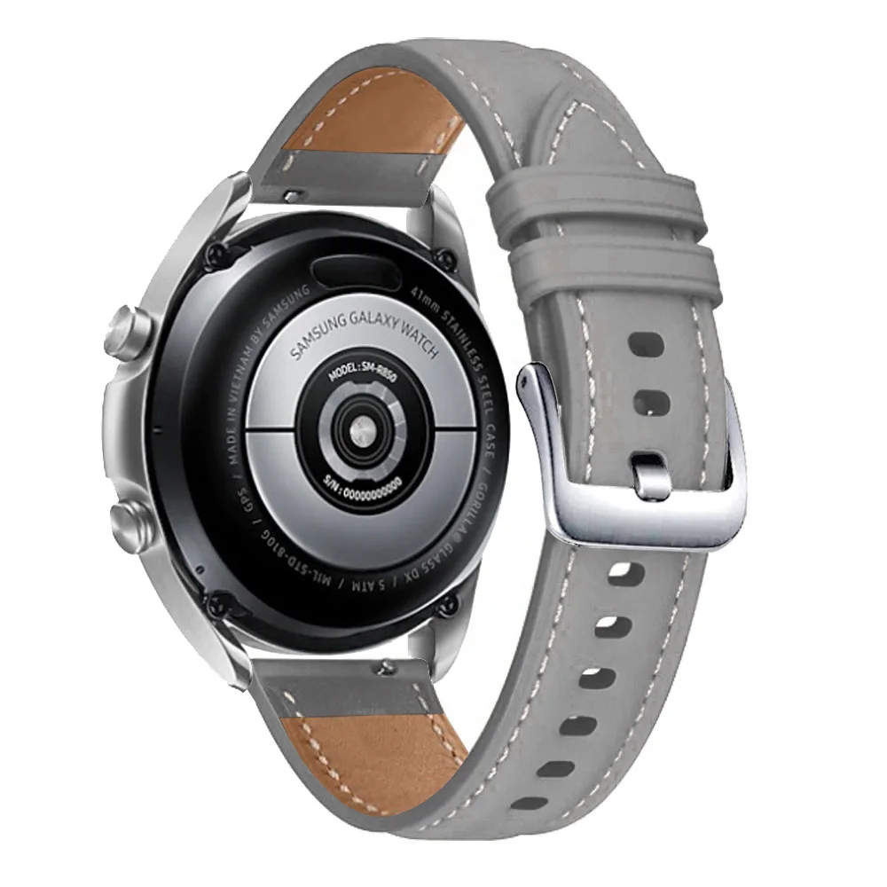 Фото Ремешок кожаный для Samsung Watch 3 45 мм, браслет для Galaxy 46 мм Gear S3 Huawei watch gt 2e Magic gt2 46 мм, 22 мм №3