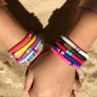 bohemian colorful for women rainbow soft pottery holiday beach bracelet femme girl fashion jewelry m3105