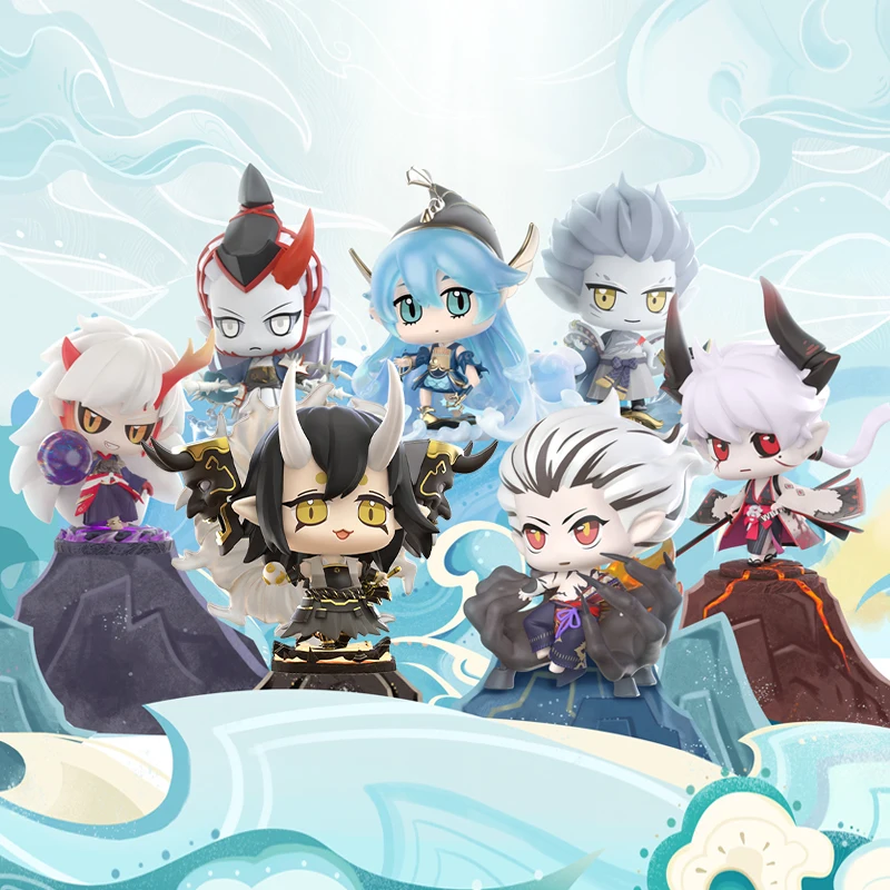 

7 Pcs/lot Onmyoji Taoist Temple Mountain and Sea Blind Box Hand-made Tide Play Model Collection Decoration Doll Toys Boy Gift