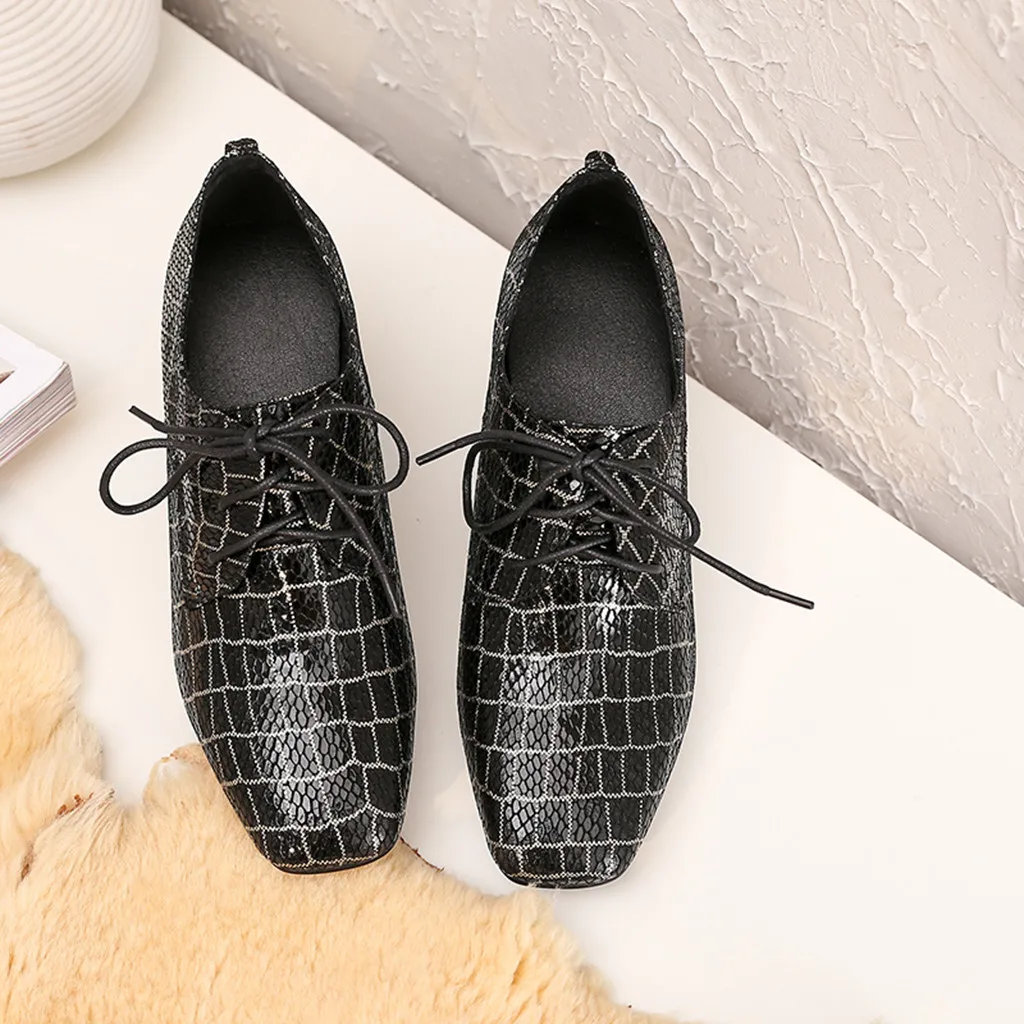 Женские ботильоны Модная повседневная кожаная обувь на квадратном каблуке со