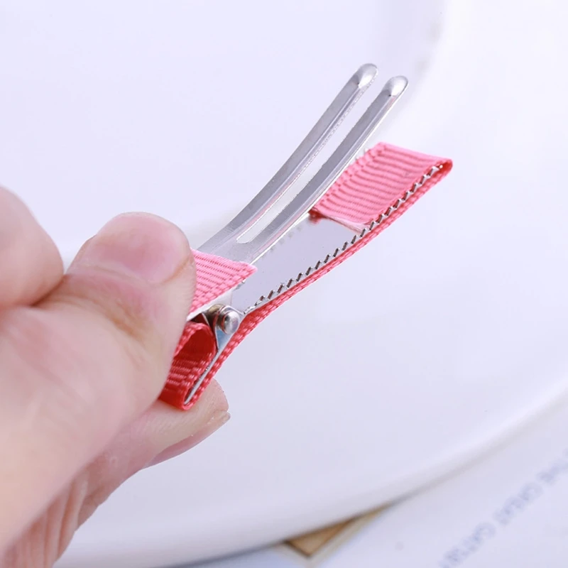 

100Pcs Flat Alligator Hair Clips Covered Grosgrain Ribbon Hair Barrettes Crafts B36D