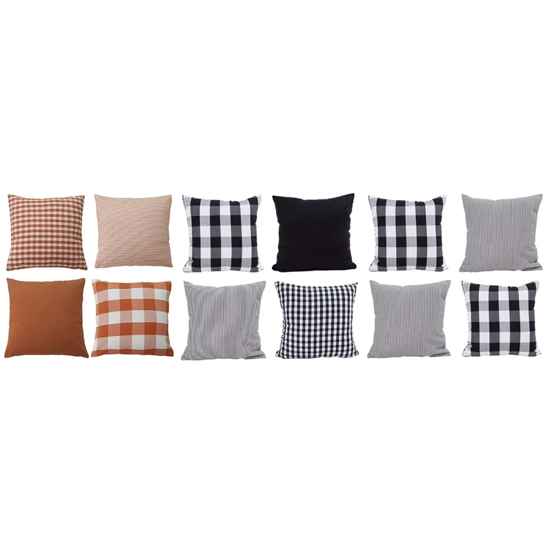 

4-Piece Pillowcase Cushion Cover Plaid Pattern, Solid Color, Stripes