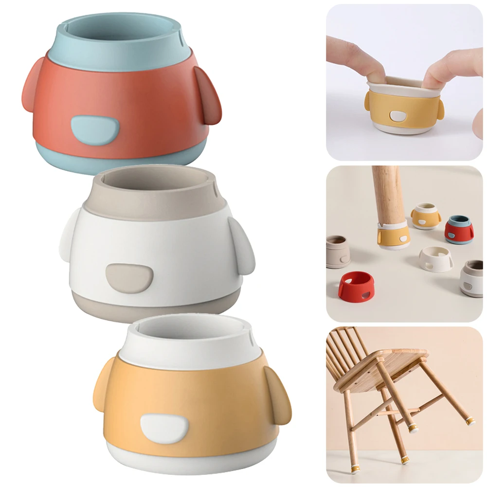 

Cute Cartoon Silicone Round Chair Leg Cover Hardwood Floor Protector Non-Slip Furniture Leg Caps Washable Anti Noise Chair