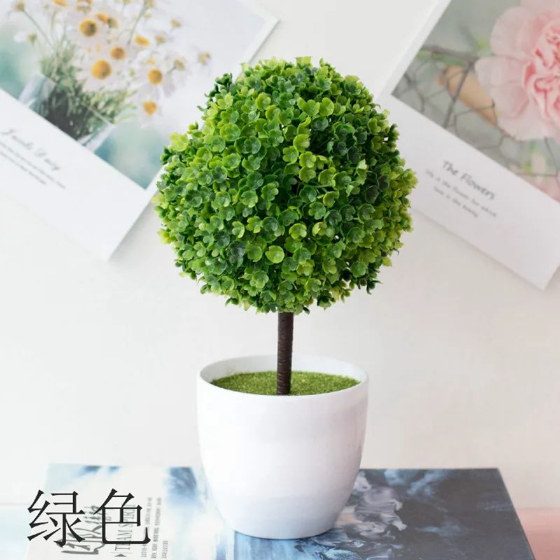 green yingxueqiu 1 шт. искусственные растения бонсай маленький горшок для дерева растения искусственные цветы украшения в горшках для украшения дома отель сад Декор бонсай - Цвет: green yingxueqiu