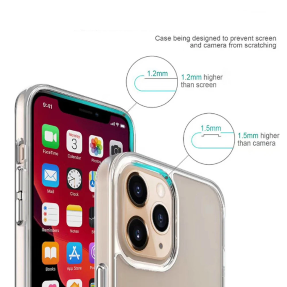 

For iPhone Transparent Mobile Phone Case Cover Transparent TPU Mobile Phone Covers Soft Shell Anti Falling Case 12/12 Pro Max
