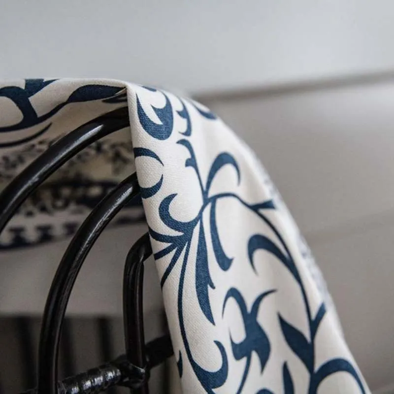 Темно-синяя барочная оконная занавеска в стиле бохо Цветочная Дамасская