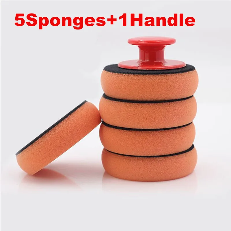 

6 шт./компл. Auto Care лак для очистки губки мытья Воск для полировки и зарядного устройства с ручкой из микрофибры аппликатор губка для стекла Ще...