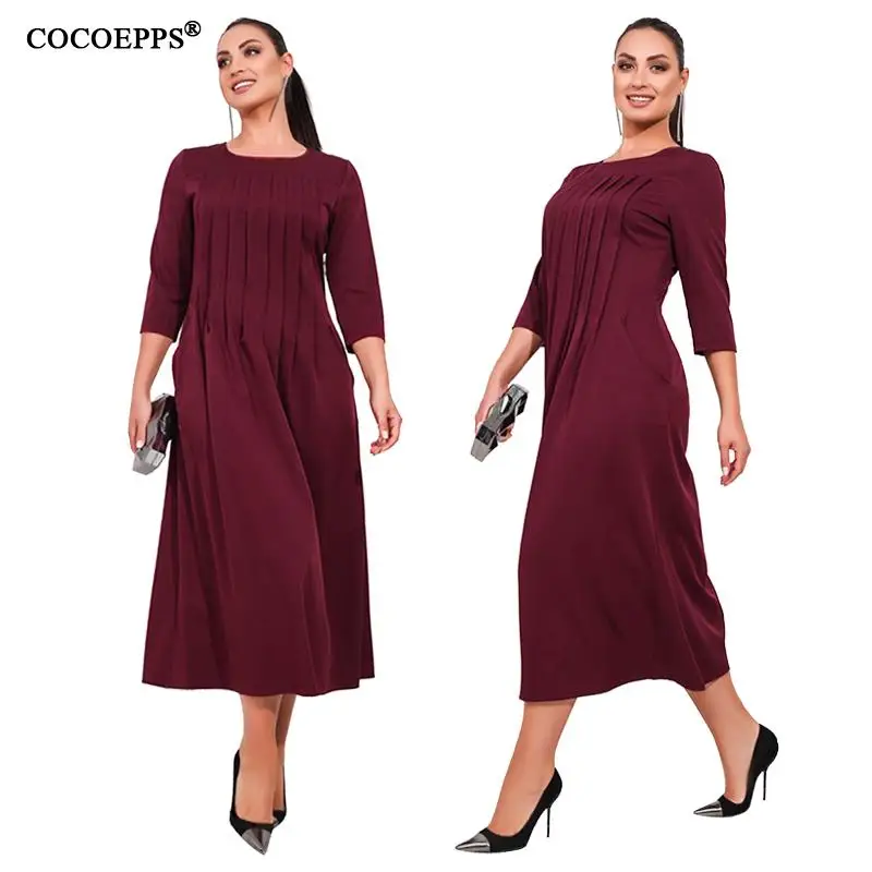 Женское платье большого размера элегантное вечернее трапеция длинное