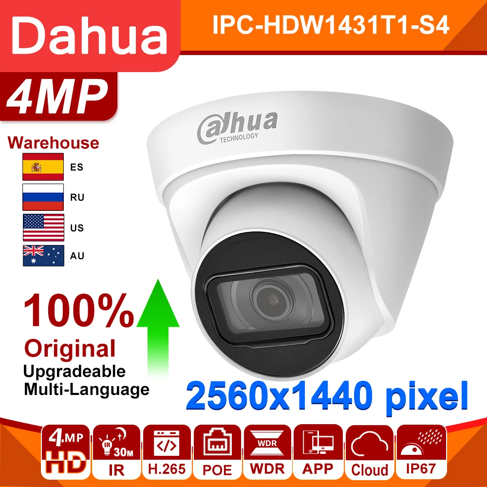

Dahua 4MP IP Camera IR PoE Dome Netwok Camera Outdoor IPC-HDW1431T1-S4 Motion Detection Security Camera For Home Office