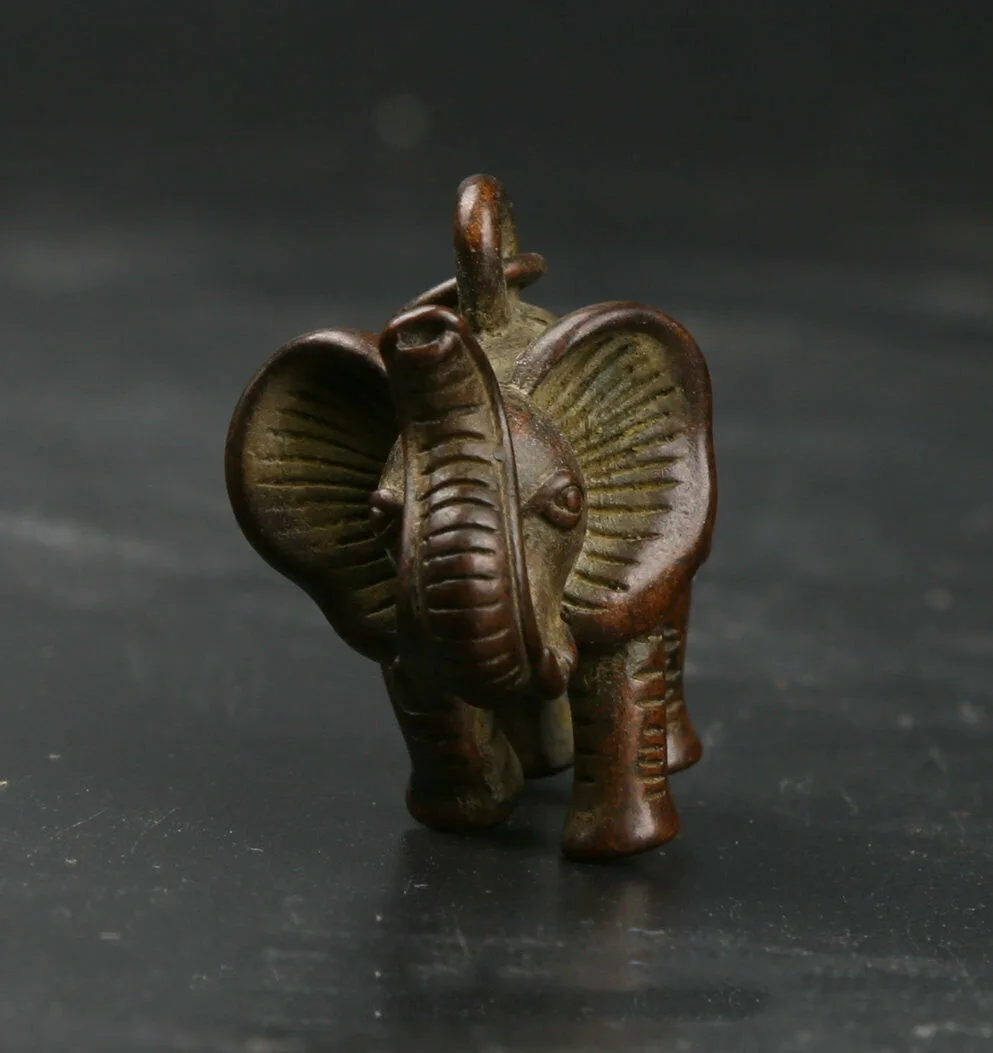 41 мм маленький Curio Китайский Бронзовый Милый животное слон Heffalump кулон статуя