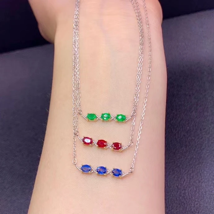 Новое модное красное рубиновое ожерелье Настоящее серебро 925 пробы Женское