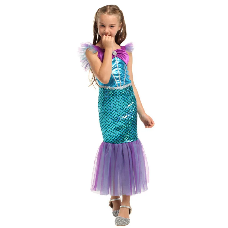 Little Mermaid Ariel Princess Girl Dress Cosplay Costumes For Baby Girl Mermaid Dress Up Sets Children Birthday Party Clothing baby dresses for wedding