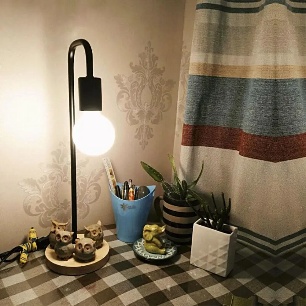 

Simple Wooden Base Table Lamp Desk Lights Bedroom Reading Room Study Lighting