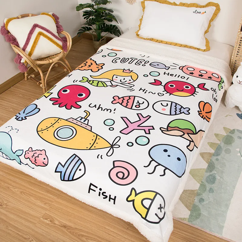 2020 Winter Home Baby Quilt Warm Blankets Beds Soft Children Outdoor Camping Quilt Cartoon Kids Household Bedding PlushBedspread