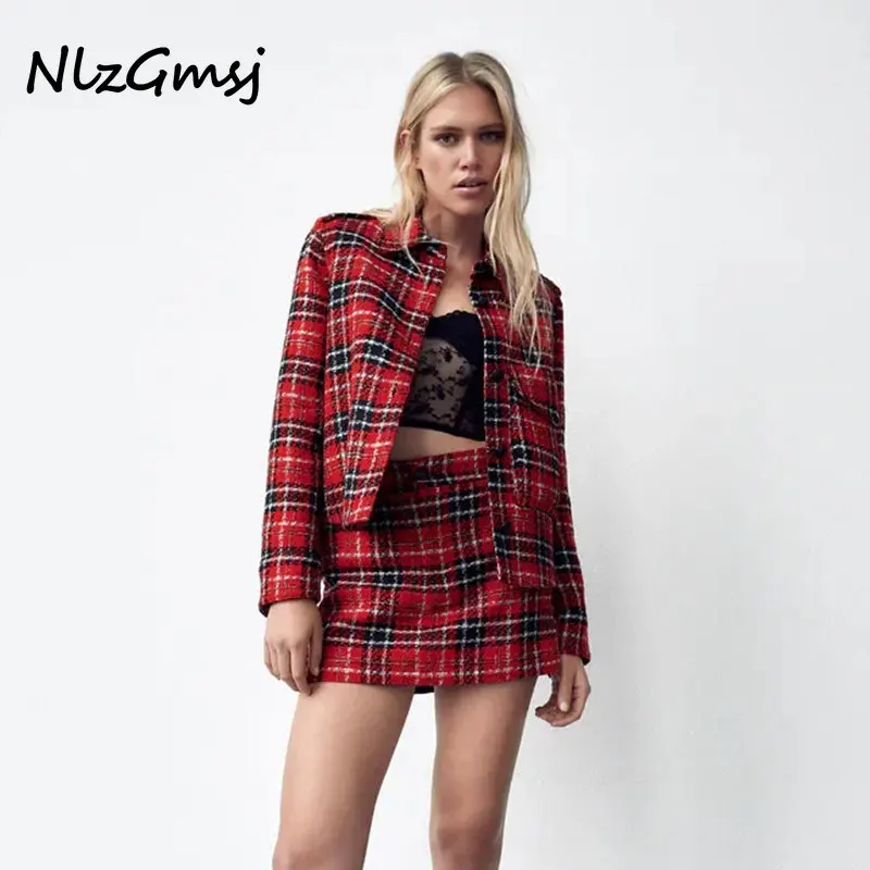 

Женский комплект из двух предметов, рубашка и шорты в клетку, Осень-зима