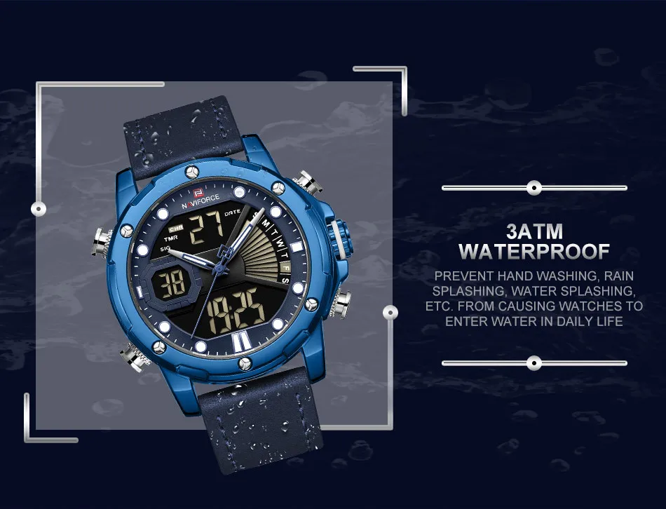NAVIFORCE часы мужские спортивные кварцевые наручные часы мужские s двойной дисплей аналоговые цифровые часы мужские светящиеся Дата Relogio Masculino