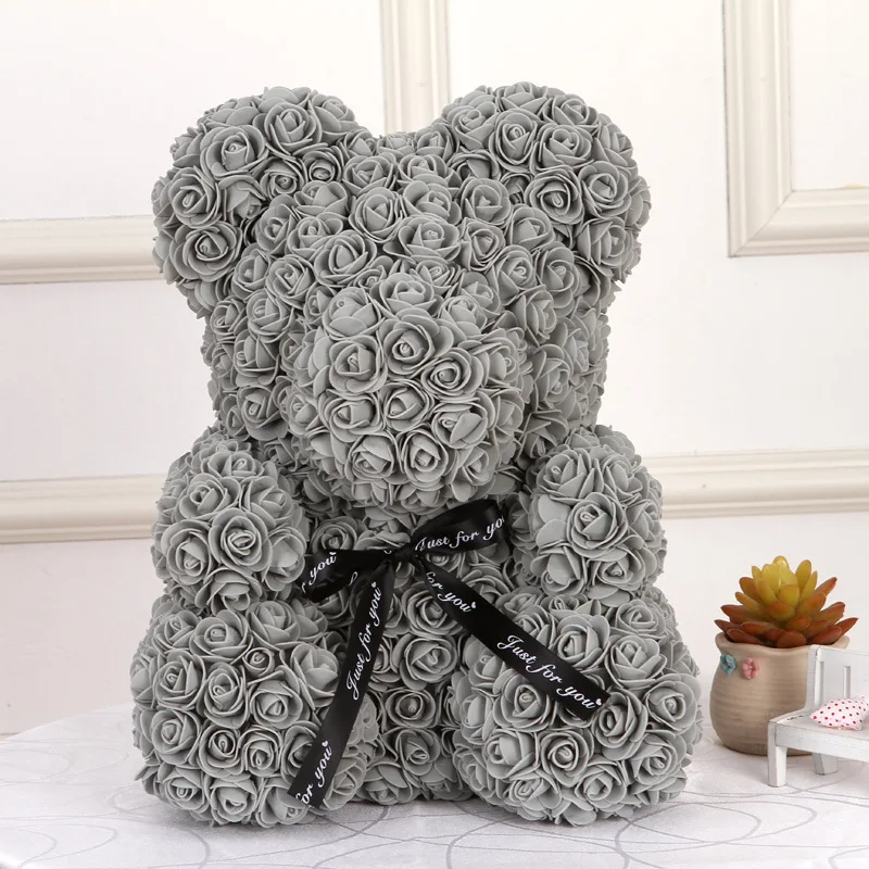 Grey 40cm 25/40 см искусственные цветы розы медведь многоцветный ПЕНА РОЗА Teddy Bear девушке на День святого Валентина, подарок ко Дню День рождения украшения - Цвет: Grey 40cm