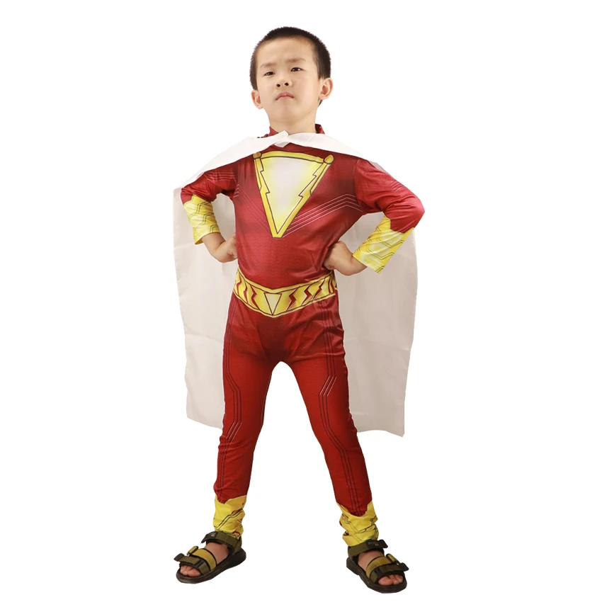 Новые костюмы Shazam, детский плащ супергероя, детское праздничное карнавальное платье, костюмы на Хэллоуин для детей, костюм бэтсона для мальчиков