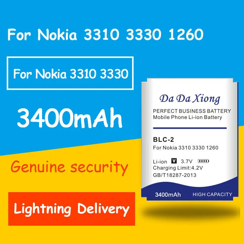 

Hot Selling 3400mAh BLC-2 BLC2 Li-ion Phone Battery For NOKIA 3310 3330 1260 2260 3315 3320 3350 3360 3390 3410 3510 3520