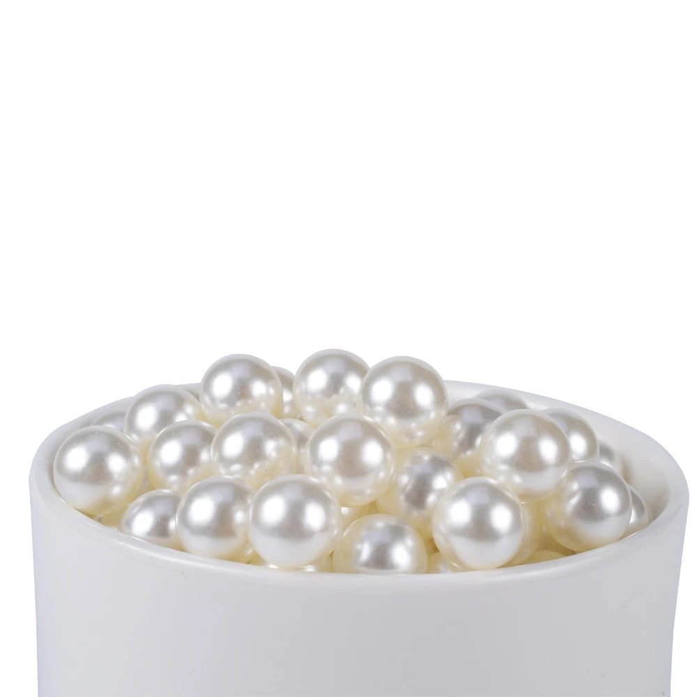 

100Pcs/Lot White Ivory 6 8 10mm Non-porous Acrylic Imitation Pearl ABS Round Loose Beads For DIY Clothes Jewelry Sew Supplies