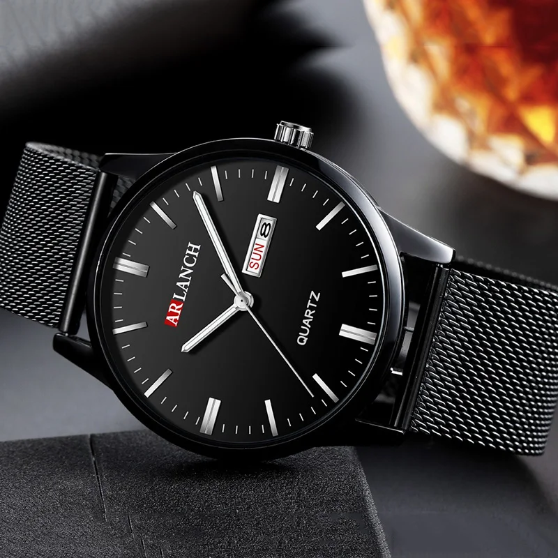 Модные мужские часы 2019 s лучший бренд Роскошные Кварцевые стальные сетчатые