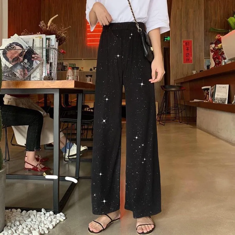 Женские свободные повседневные длинные прямые брюки с высокой талией весна лето