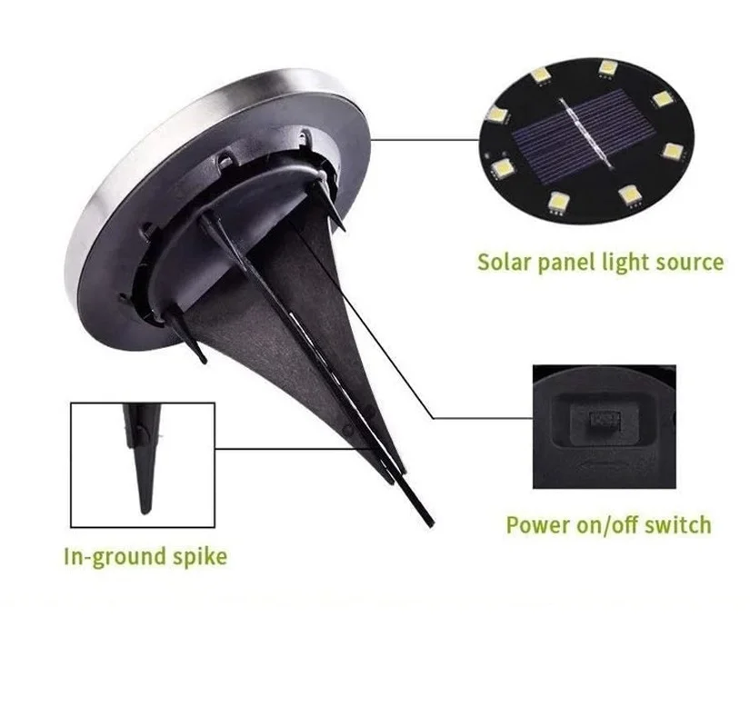 

1/2/4/8/10Pack Solar Ground Lights LED Solar Garden Lights Outdoor Disk Lights Waterproof In-Ground Outdoor Landscape Light