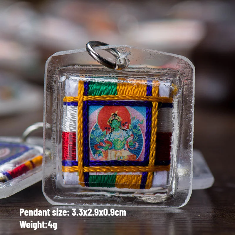 

Тибетские брелки Tangka зелёная тара буддизм маленькие подвески карманные фэншуй брелки