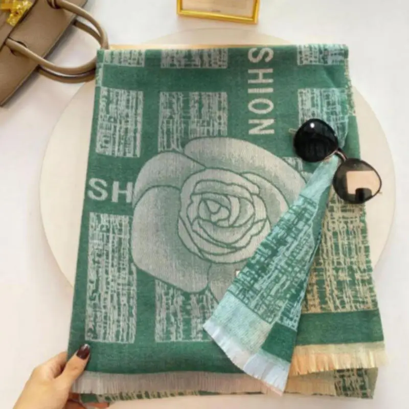 Осень-зима новый стиль имитация кашемира Камелия шарф модная накидка утолщенный градиентный шарф
