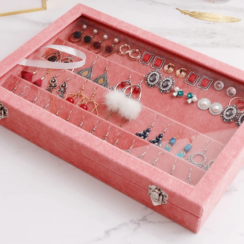 

Transparent Cover Earrings Storage Box Jewelry Display Box Earring Box Earring Tray Display Rack