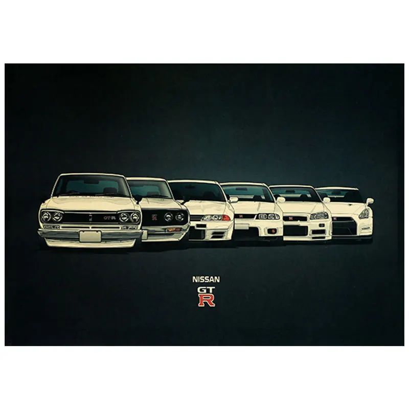 Классическая модель автомобиля GTR постер ностальгическая Ретро Серия крафт