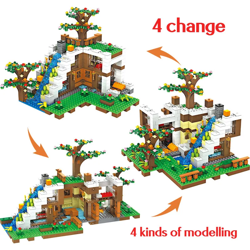 941 шт. дом дерево Совместимо с водопадом база строительные блоки фигурки кирпичи
