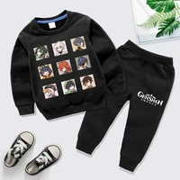 new fashion kids clothes genshin impact printed hoodies pants set casual hooded sweatshirt suits tracksuit suitable boys girls
